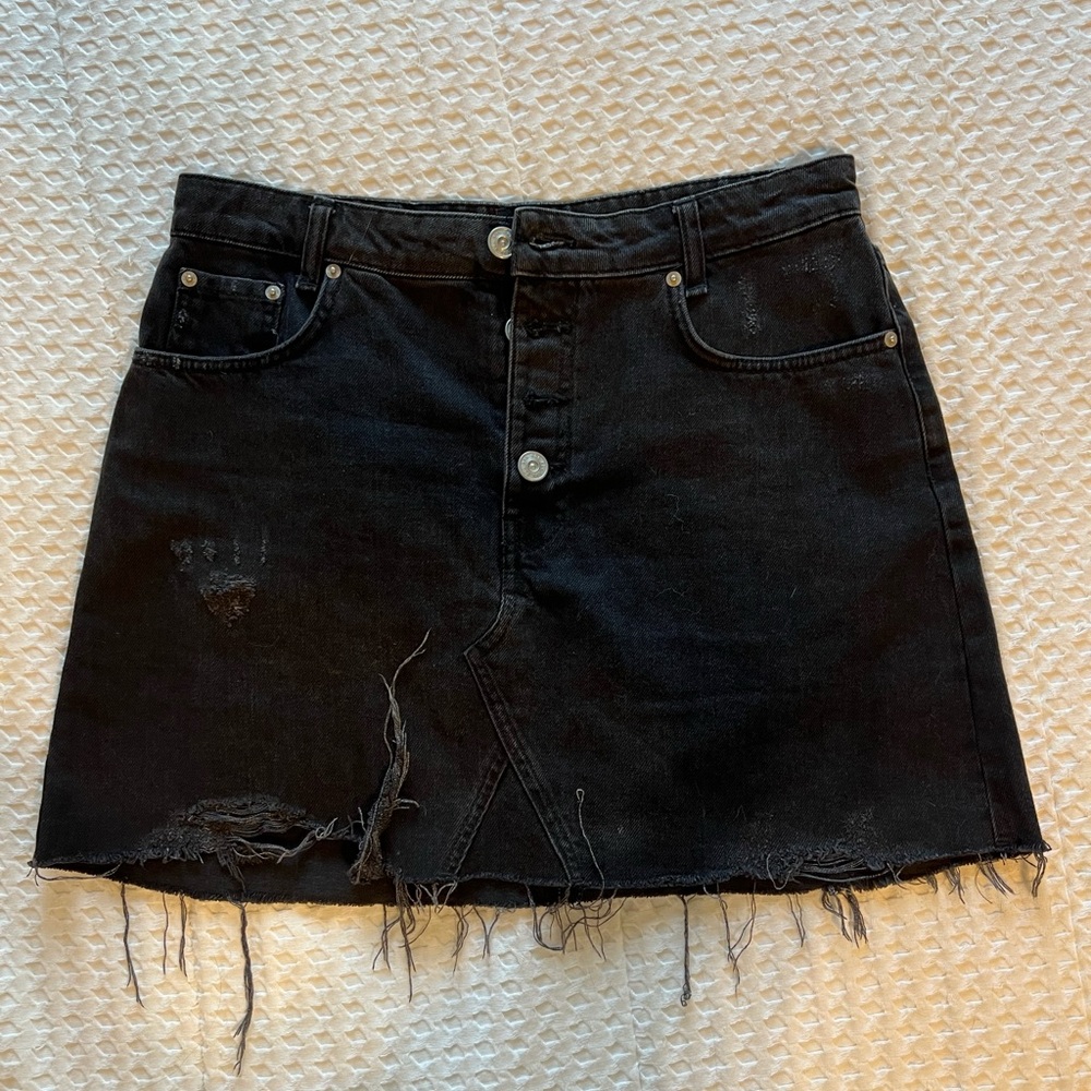 Urban Outfitters Black Mini Skirt Distressed Casual